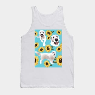 English Cream Golden Retriever Dog and Sunflowers Tank Top